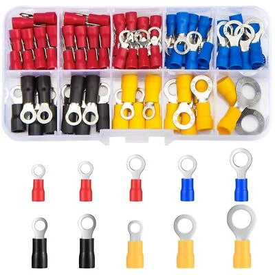 102 Pcs Electrical Connectors, Electrical Wire Connectors, Insulated Ring Crimp - Image 1 of 4