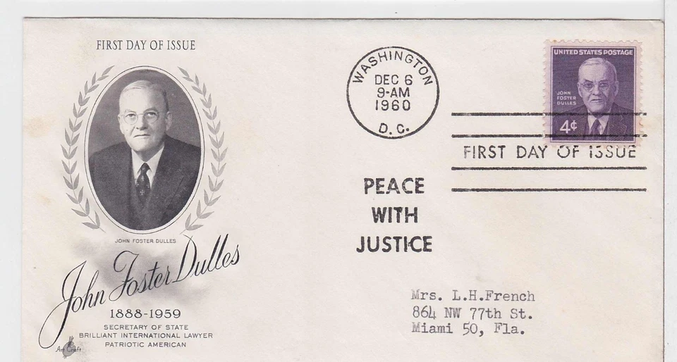 TurtlesTradingPost- John Foster Dulles 1960-  #1172  FDC Artcraft - Image 1 of 1
