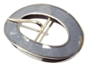 Antique Czech Bohemian reverse painted gilt oval glass belt dress scarf buckle - Picture 1 of 2