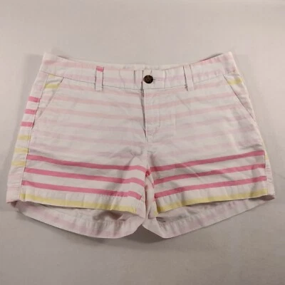 Pantalones cortos chinos antiguos azul marino a rayas blanco rosa frente plano para mujer talla 6 Foto 1 de 4