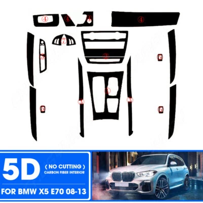 For BMW X5 E70 2007-2013 5D Carbon Fiber Pattern Interior DIY Trim Decals - Image 1 of 4