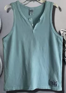 Vintage Neu aus altem Lagerbestand Large Everlast aquablau 2-Knopf ärmelloses Baumwoll-Tanktop Strand für Herren - Bild 1 von 12