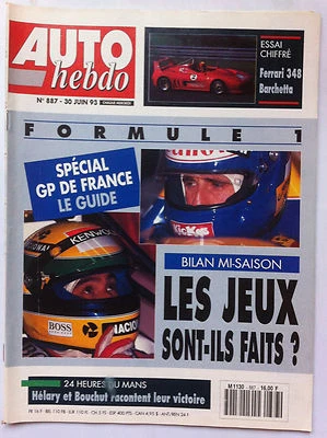 AUTO HEBDO 887 du 30/6/1993; Spécial GP de France/ 24 heures du Mans/ Ferrari 34 - Photo 1/2