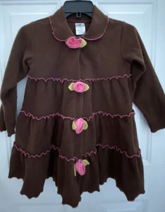 Mulberribush Girls Brown Pink Soft Fleece Coat Jacket Size 6 - Picture 1 of 2