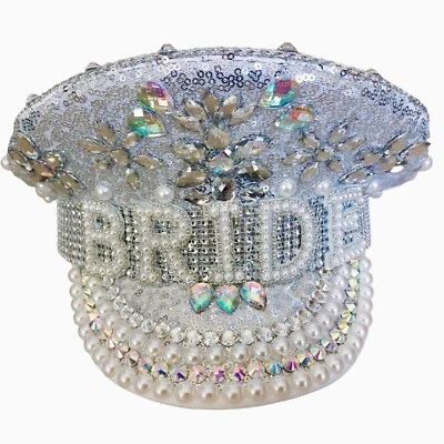 Women Sequin Burning Bride to be Hen's party hat Handmade Luxury Sergeant Cap - image 1 of 4
