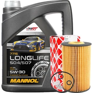 FEBI ÖLFILTER 1.6 2.0 TDI + 5L MANNOL 5W-30 LONGLIFE MOTORÖL für VW 504 507.00