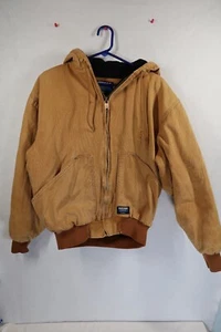 Vintage WALLS Jacket Mens Large Blizzard-Pruf Hood Canvas Chore Workwear (FLAWS) - Picture 1 of 17