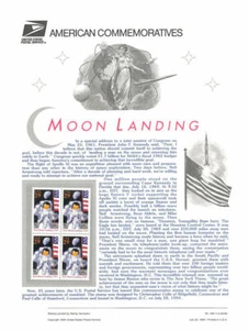 #442 29c Moon Landing Anniversary Stamp #2841a USPS Commemorative Stamp Panel - Picture 1 of 1