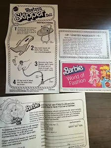 VTG 1981 Barbie Western Skipper Doll Instructions, Booklet + 2 Inserts ONLY! - Picture 1 of 7