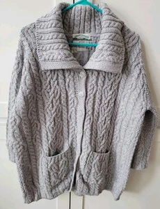 Aran Crafts Button Up Merino Wool Cardigan Knit Sweater Womens XL 3/4 Sleeves - Picture 1 of 15