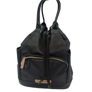 VERSACE Parfum Tote Backpack 11" BLACK Drawstring Bucket Bag Logo Zucca Yoga - Picture 1 of 16
