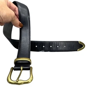 Cinturón Fossil Vintage Años 90 Cuero Negro Latón Hebilla 1.5" Mujer Pequeño - Imagen 1 de 9