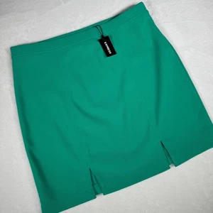 Minifalda acanalada verde Express con aberturas para mujer talla M NUEVA - Imagen 1 de 8