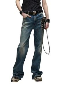 R13 Jane Women Jeans 27 Kelly Stretch Straight Flared Washed Faded Zip RRP€645 * - Picture 1 of 14