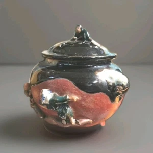 ANTIGUO QUEMADOR DE INCIENSO JAPONÉS SUMIDA GAWA CON HERMOSO REMATE, 13 X 13CMS - Imagen 1 de 7