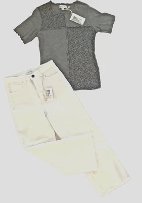 Combo Grace and Lace - Top Gris Patchwork Talla X2 y Jeans Cortos Blancos Talla 2 Nuevo con Etiquetas Foto 1 de 4