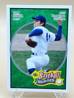 2005 Upper Deck Baseball Heroes - Tom Seaver #28 Emerald /199 Gradible Card!! - Image 1 of 3