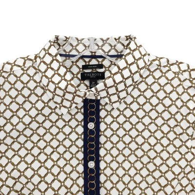TALBOTS Chainlink Pattern Button Up Shirt Fitted Stretch Non Iron EUC Size 2P - Image 1 of 4
