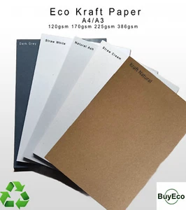 Eco KRAFT PAPER. KRAFT CREAM WHITE. 120gsm 170gsm 225gsm 386gsm Recyclable - Picture 1 of 9
