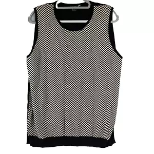 Sandra Pullover Damen 2X schwarz Fischgrät Seidenmischung Strick Swank Tank Büro - Bild 1 von 8