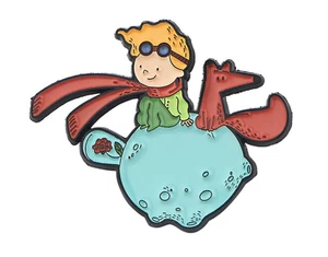 Insignia de pin esmalte de 1,25" The Little Prince Fox Rose Moon Planet Le Petit - Imagen 1 de 3