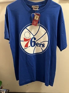 Majestic Hardwood Classics Philadelphia 76ers #6 Irving Blue T-Shirt Size L NWT - Picture 1 of 6