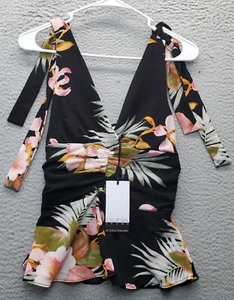 Sofia Jeans by Sofia Vergara Swimwear Top Womens XS Multi Stretch Strappy Sleeve - Picture 1 of 7
