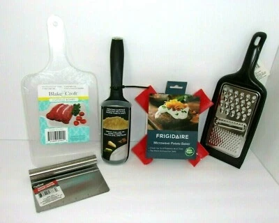 Kitchen Items 2 Handheld Graters Potato Baker Cutting Board Scraper Set Of 6 NEW - Image 1 of 4