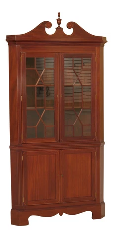 46980EC: BIGGS Mahogany Federal Large Corner Cabinet w. Inlay Cover