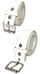 "Cinturón de cuero blanco a presión con hebilla - talla L 37""-41" - Imagen 1 de 1
