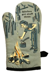 Blue Q Bitches Get Stuff Done Retro Acolchado Bache Verde Cocina Horno Guante - Imagen 1 de 3