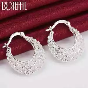 DOTEFFIL 925 Sterlingsilber Hohlblume U Kreis Ohrringe Mode Schmuck - Bild 1 von 6