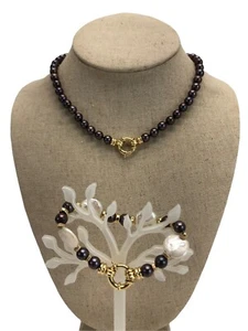 Peacock Pearls Necklace And Bracelet With 14k Hardware And Beads - Picture 1 of 12