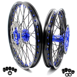 KKE 21/19 MX Wheels Rims Fit Yamaha YZ125 YZ250 1999-2016 YZ250F YZ450F CNC Blue - Imagen 1 de 14