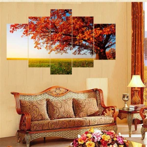 Quadro moderno su tela albero prato paesaggio murale decorazione da appendere senza cornice - Foto 1 di 2