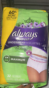 Always Discreet Maximum Protection Underwear for Women, S/M, 32 count Max Absorb