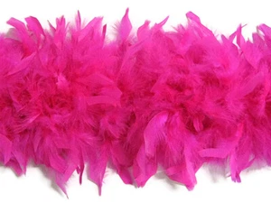 2 Yards - Hot Pink Heavy Weight Chandelle Turkey Feather Boa Supply | 80 Gram - Picture 1 of 11