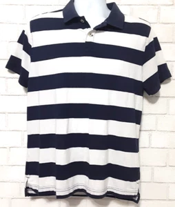 Red Camel Men’s Polo Shirt Short Sleeve Navy Blue White Stripes Size Large - Picture 1 of 5