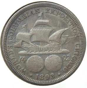 1893 Columbian Exposition Chicago Silver Half Dollar - Commemorative Toning J573 - Picture 1 of 2