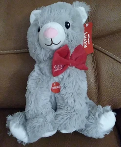 Petsmart Lucky die Katze Plüsch Hundespielzeug grau quietscht 2022 Neu mit Etikett - Bild 1 von 7