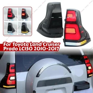 For 2010-2024 Toyota Land Cruiser Prado Rear Brake Lamps SMOKED LED Tail Lights - Picture 1 of 10