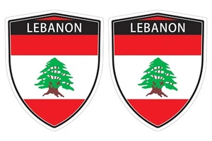 Lebanon Flag window car shield vinyl decal bumper sticker x2 SH032 - Foto 1 di 4