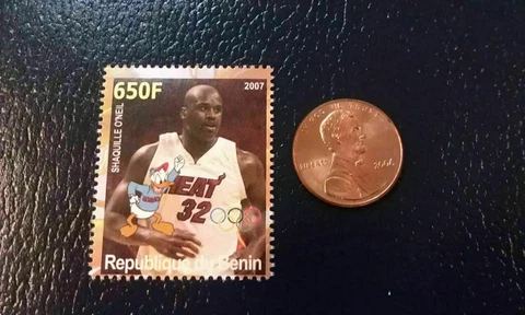 Shaquille O'Neal Miami Heat Republique Du Benin Donald Duck 2007 STAMP RARE Cover