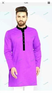 Indisch Baumwolle Herren Hemd Langärmelig Kurta Lose Shirt Kurta - Picture 1 of 9