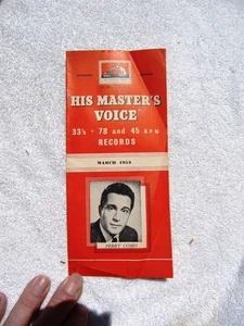 March 1953 HIS MASTER'S VOICE Supplement PERRY COMO Record Overseas CATALOG 45 - Picture 1 of 3