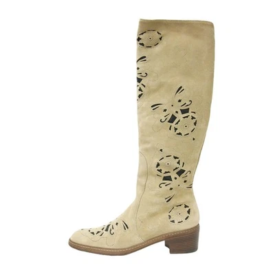 DRIES VAN NOTEN Dris Beige Talla: 38 (25,0 cm) | Gamuza Corte Largo Usado BEEG-0 Foto 1 de 4