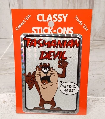 1990 VINTAGE LOONEY TUNES: Tazmanian Devil Prism Sticker A-7036 Factory Sealed - Image 1 of 2