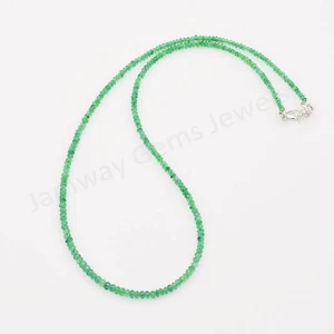 AAA Sambischer Smaragd Perlen Halskette, 3-4 mm Smaragd Glatt Rondell Perlen Schmuck - Bild 1 von 3