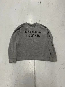 Clare V Masculin Féminin Sweatshirt MEDIUM Grey Heather Black Logo Streetwear - Picture 1 of 7