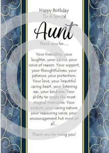 NEW DESIGN  Special Aunt on her Birthday A5 Birthday Card Auntie Keepsake Love - Picture 1 of 4